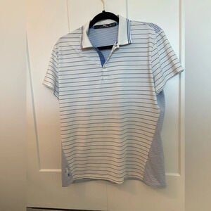 Ralph Lauren RLX Men’s Baby Blue White Striped Golf Polo Size L